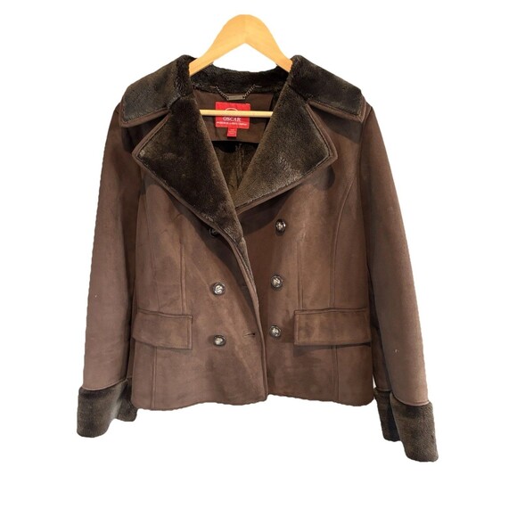 Oscar by Oscar de la Renta Jackets & Blazers - Oscar by Oscar de la Renta Coat Women’s Jacket Brown Faux Fur Suede Medium Fall